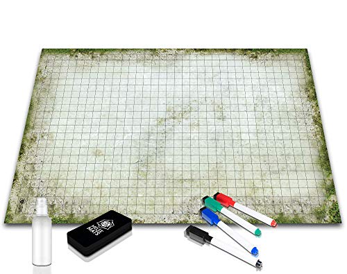 Battle Grid Game Mat - Ultra Durable Polymer Material - Role-Playing Grid Map - Reusable Tabletop Squares - Dungeons RPG Dragons Dry Erase Vinyl - Perfect Set for Starters and Masters - 24 x 36
