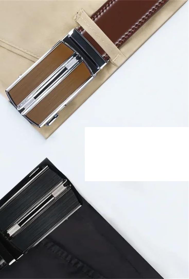 Yeuyyben Cinturón de trinquete de cuero genuino para hombre, hebilla de aleación, ajustable, casual, para todas las ocasiones