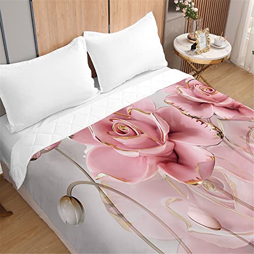 Odot 3D Rosas Patrón Colcha Bouti Invierno Cama 90/150 Acolchada Colchas Cubre Cama...