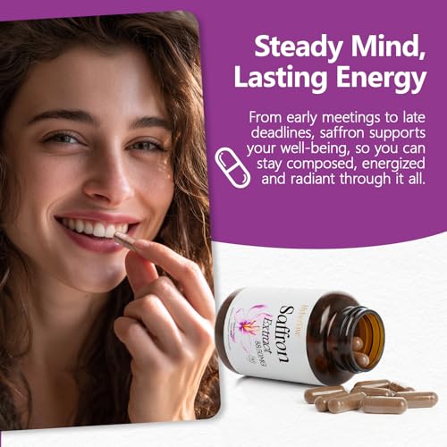 Saffron Supplements 88.5MG | 90 Vegan Capsules, Happy Saffron Extract for Mood Energy Eye Focus Support for Women & Men, 100% Pure Ingredients, Made in USA, Non-GMO & Gluten-Free - Image 3