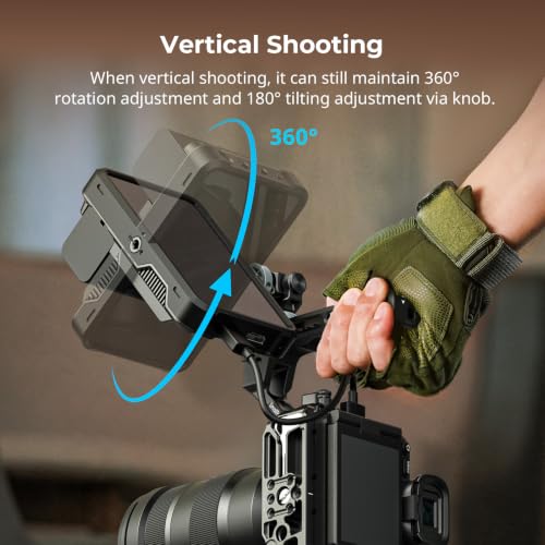 Image of SMALLRIG Camera Monitor Mount with Cold Shoe, 180 Tilt and 360 Swivel, Retractable 1 /4 inch Locating Screw Anti-Twist, Damping Adjust, Horizontal & Vertical Shooting