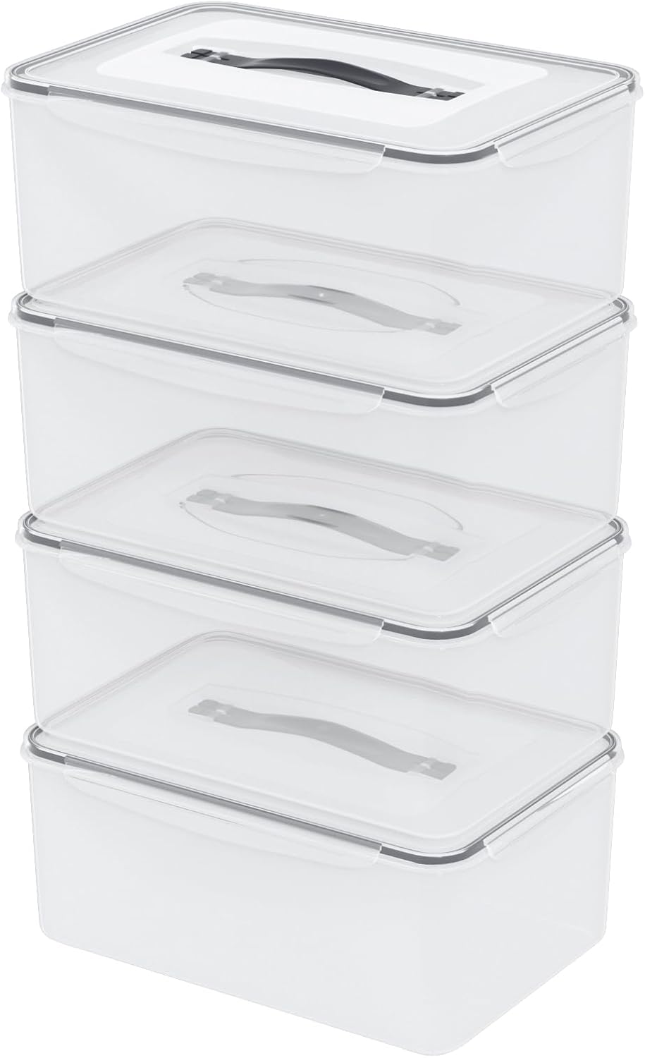 Paquete de 4 recipientes herméticos de plástico transparente para almacenamiento de alimentos, caja de plástico de 15 cuartos de galón con tapa