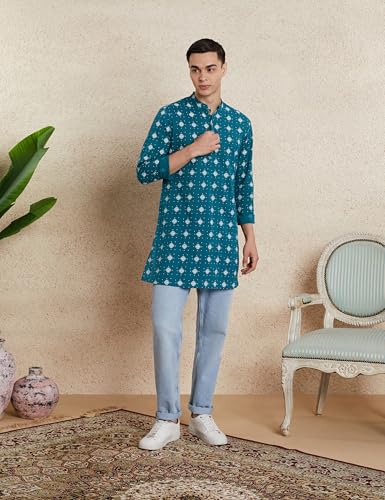 Image of Amazon Brand - Symbol Men's 100% Cotton Everyday Mid Length Casual Kurta - Regular Fit (Available in Plus Sizes)