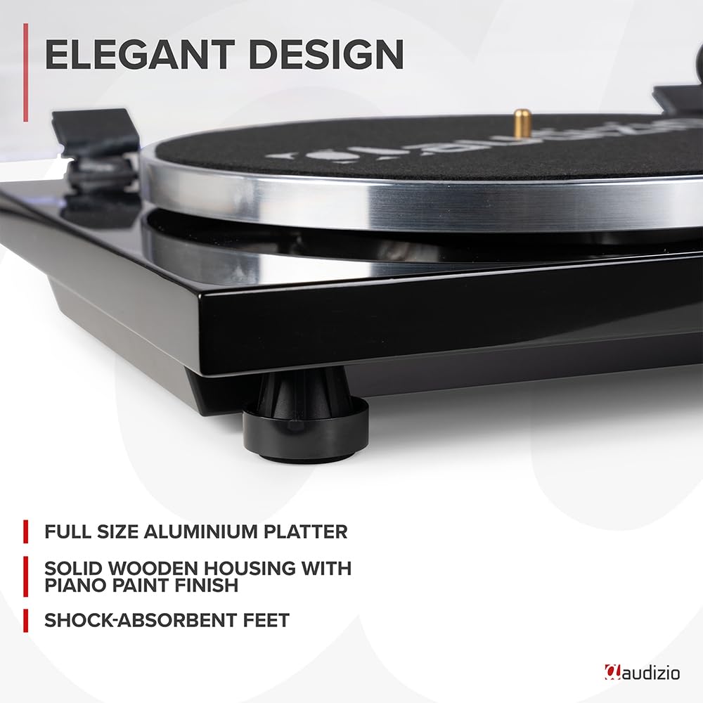 Audizio Toledo Premium Giradischi Bluetooth – Giradischi 33/45 giri/min, lettore in vinile con pickup di alta qualità – Record Player con preamplificatore