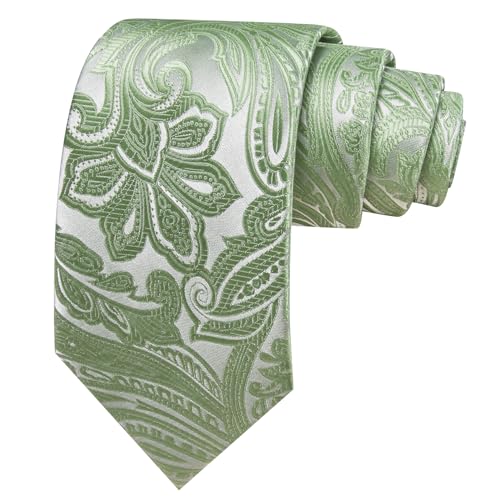 Image of Barry.Wang Men Tie Set Paisley Silk Necktie Pocket Square Cufflinks Formal Wedding Business Party