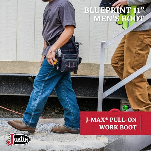 Justin Blueprint 11" Work Boots for Men - Round Toe Full-Grain Leather Cowboy Boots with Slip-resistant Outsole, EH-Rated2