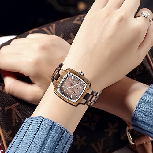 Montre en bois tendance carrée pour un style vintage quotidien - 6