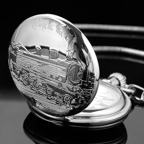 Image of Vintage Copper Train London Design Hand Winding Mechanical Pocket Watch Mens Watches