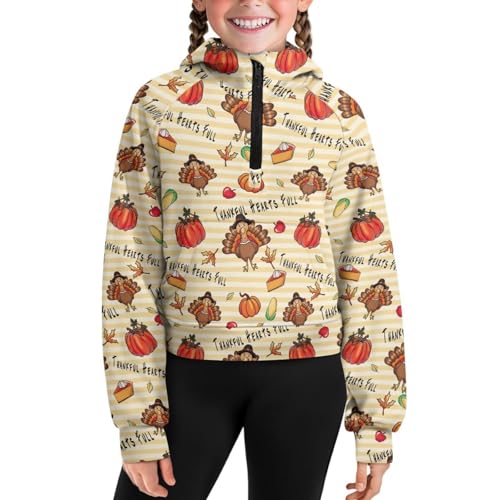Girls Zip Up Hoodie Kids Long Sleeve Lightweight Half Zip Sweatshirts Cute Loose Hooded Tops with Pocket Fall Coat