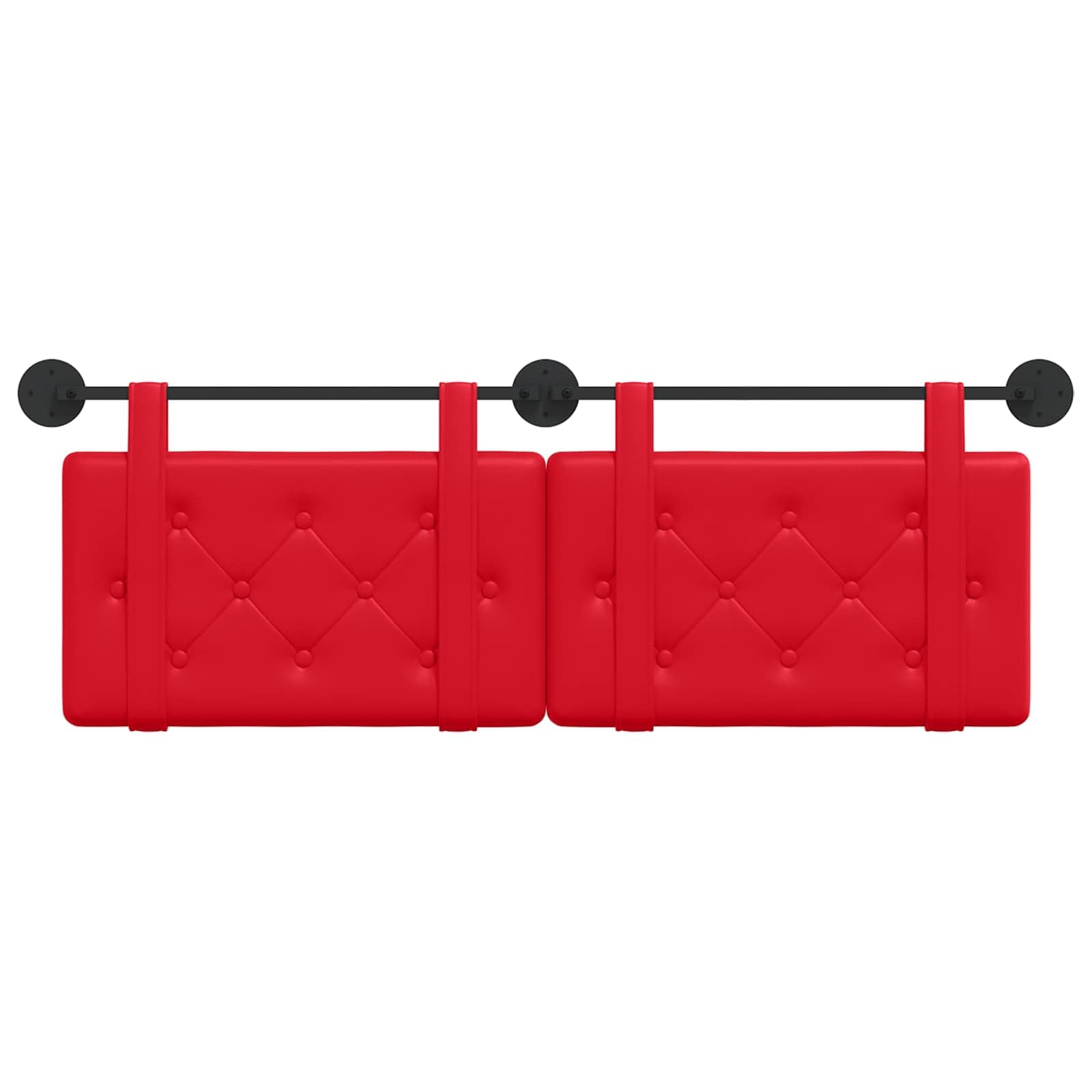Cabecero colgante rojo de piel sintética con acolchado de espuma, montaje en pared, 150 x 55 cm, juego de 2 unidades, versátil para dormitorio, habitación de invitados, cama doble y cojín de
