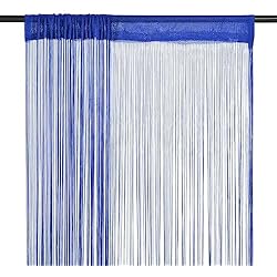Cortinas De Tela Para Separar Ambientes vidaXL Cortina de Flecos para Puerta 2 Piezas 100x250 cm Tela Azul Estor Hilos
