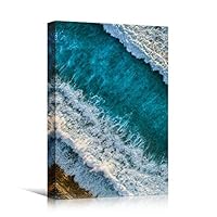 Canvas Wall Art Coastal Aerial View Beach Beach Blue Coastal Cool Photography Relax/Calm - 12x18 inches