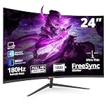 ZovvJee 24 Inch Curved Gaming Monitor180Hz, FHD 1080p 1ms Response, FreeSync, 98% sRGB, Ultra-Thin Bezel, 178° Viewing Angle, HDMI/DisplayPort, Mural 75x75mm