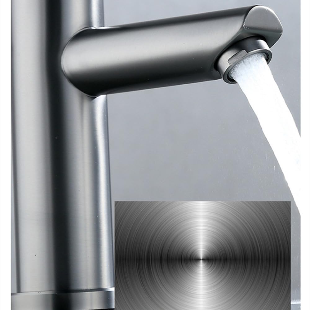 Wasserhahn Edelstahl Warm- und Kaltwasserhahn Waschbecken Waschtischarmaturen Badezimmer Badewanne Zubehör Set Waschbecken Badmischer,Silber