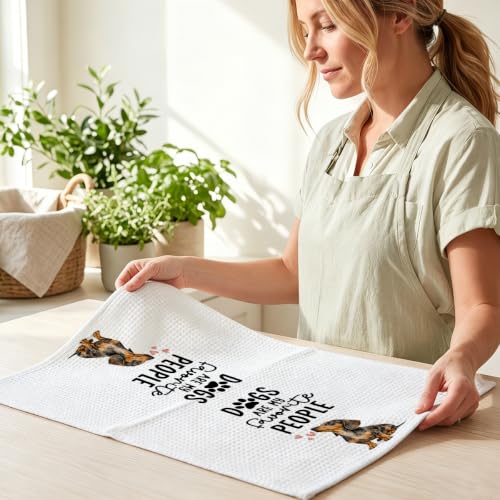 Image of 4 Pcs Funny Dachshund Kitchen Towels, Dachshund Gifts Reusable Dish Towels