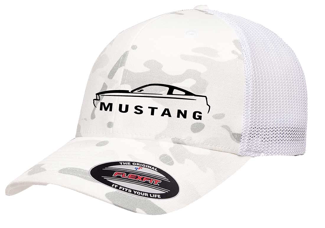 2005-09 Ford Mustang Hardtop Classic Outline Design Flexfit 6511 Trucker Mesh Fitted Cap