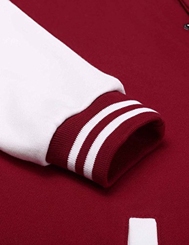 Image of COOFANDY Men Fashion Long Sleeve Button Front Cotton Bomber Baseball Jacket(Red,X-Large)