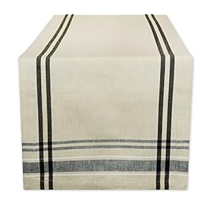 DII French Stripe Dining Table Collection Farmhouse Style Table Runner, 14×72 Inches, Taupe/Black