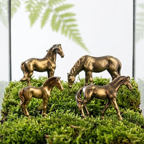 4 Piezas Estatuas de Ponis en Aleación de Cobre y Latón miniatura 5