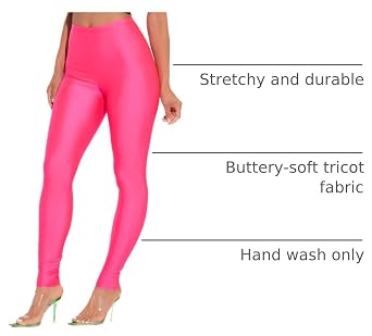 Shiny Leggings High Waist Neon Leggings Elastic Stretch Skinny Comfy Lightweight Pants Tights Disco Party Rave