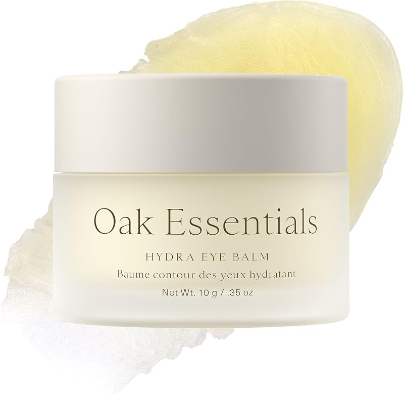 Oak Essentials Hydra Eye Balm, Balm-to-Oil Under Eye Cream, 0.35oz | Features moringa seed oil, shea butter, & mango butter, hydrating for dryness & mature skin