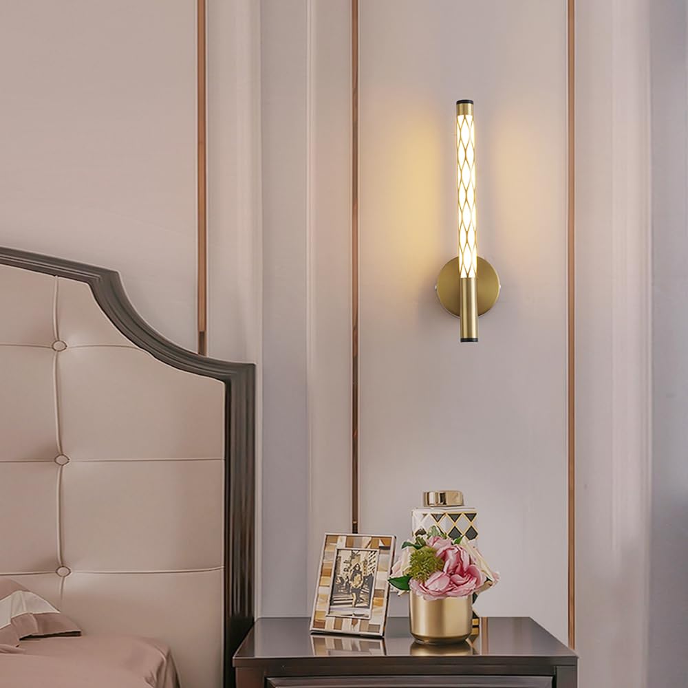 Nowoczesna lampa ścienna do wnętrz kreatywna złota taśma LED do sypialni salonu wejście długa rura 4W (wysokość : 30 cm)