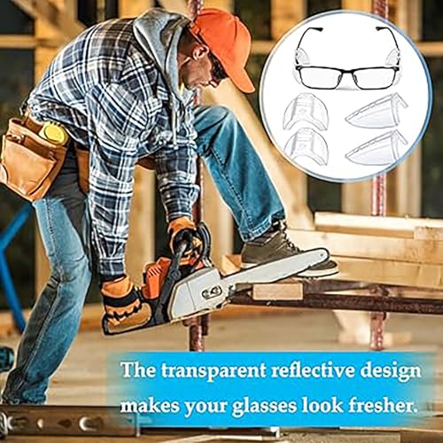 Image of 2 Pcs Safety Glasses Side Shields Clear Side Protectors for Eyeglasses, Protective Shields for Construction, Laboratory and Outdoor Work, Compatible with Most Safety Goggles and Eyewear