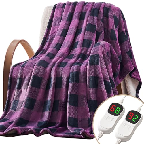 Image of Homemate Electric Blanket Heated Queen Size - 84 inchx90 inch Ultra Soft Cozy Flannel Heating Blanket with 10 Fast Heat Levels 8 Hours Auto Off Over-Heated Protection ETL Certification Keep Warm in Home