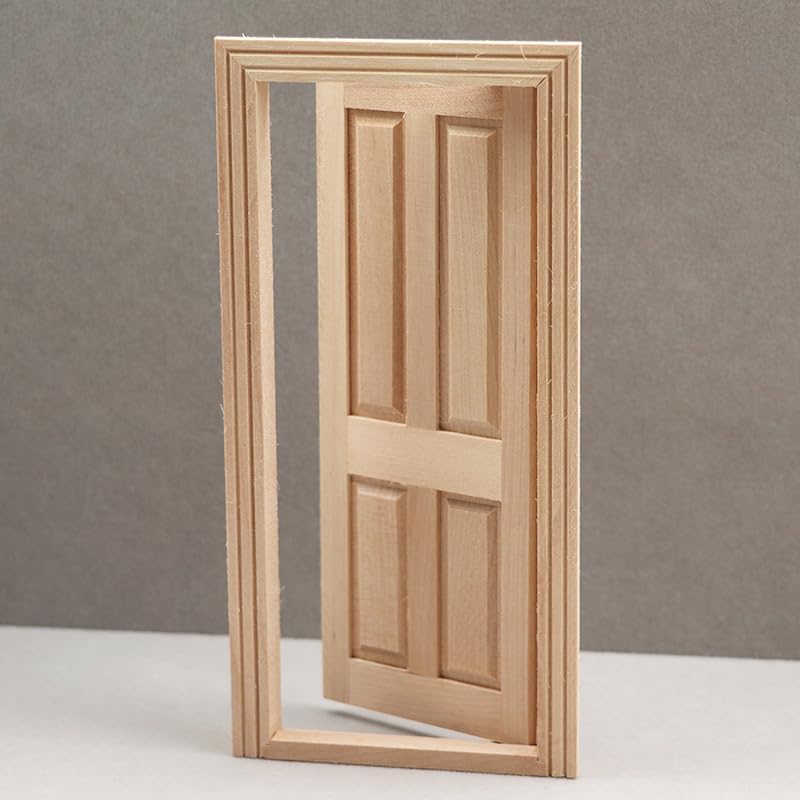 AirAds Dollhouse 1:12 Miniatures Puerta de 4 paneles madera sin terminar