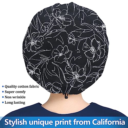 Image of ABAMERICA Bouffant Caps with Button and Sweatband, Adjustable Scrub Caps for Women Men, One Size Multi Color