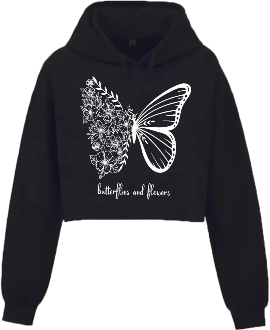 tailed beast Tailed BeastLavender Butterflies and Flowers Design Women and Girls Crop Hoodie, for Winters-picture-12