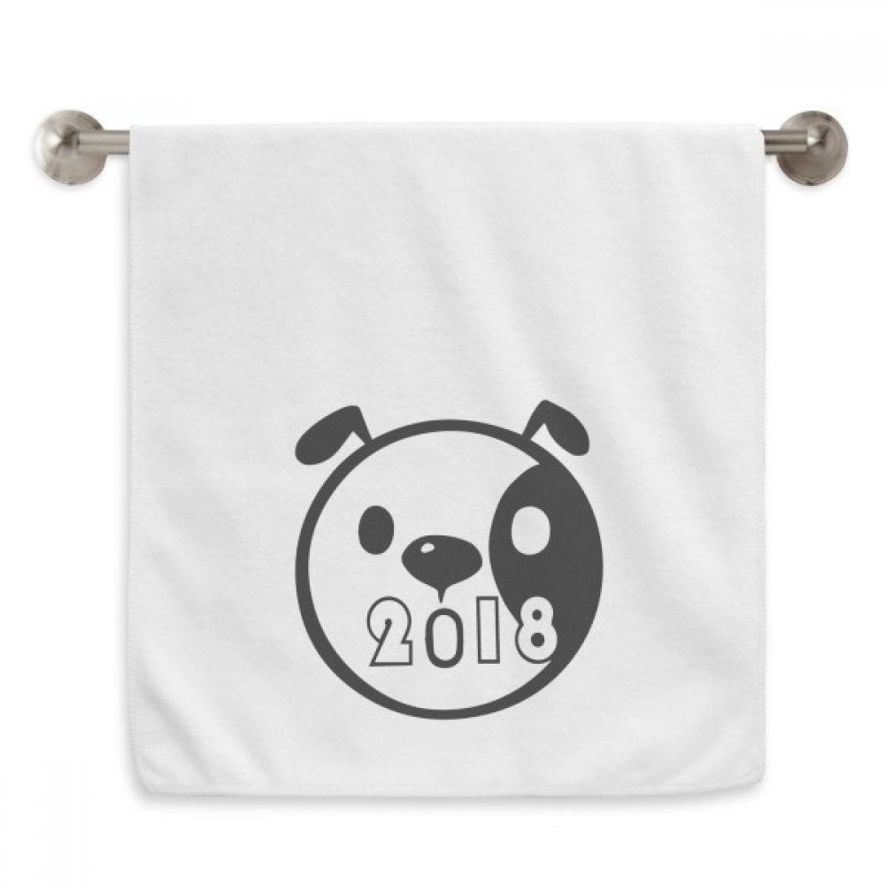 Serviette Happy Dog blanche 13x29 pouces douce en coton pour le Nouvel An