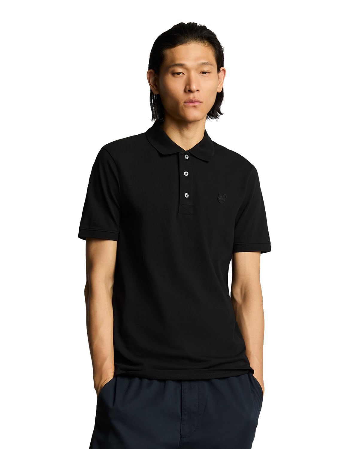 Lyle & Scott Men's Tonal Eagle Polo Shirt, Jet Black, L