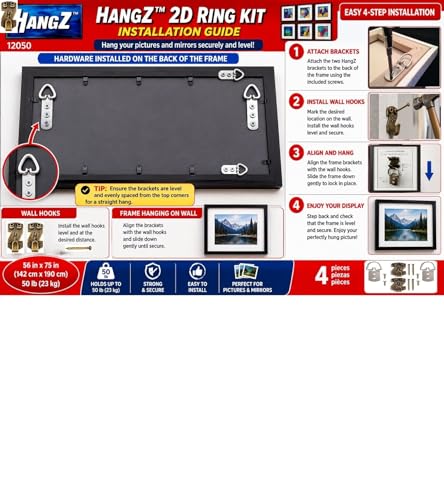 Image of 10009 2 Hole D Ring Hangers with Screws 75lb 50pack