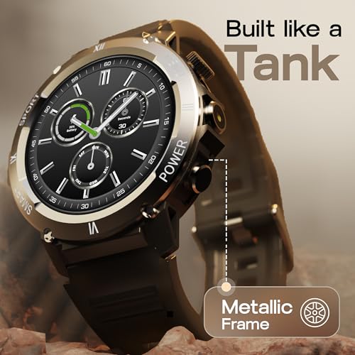 Image of GOBOULT Tuff Hawk Smart Watch 1.39'' HD Display, BT Calling, Working Crown, 150+Watchfaces, 450 Nits Brightness, AI Voice Assistant, SpO2 Monitoring (Green) (Black)
