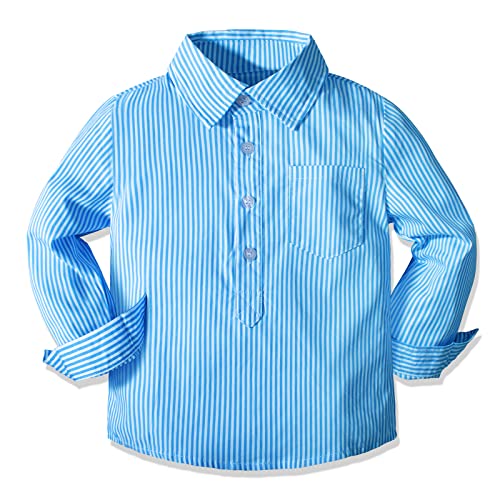 Image of Yilaku Toddler Baby Boy Clothes Gentleman Wedding Outfits, Formal Dress Shirt with Bowtie + Suspender 3 Monthes-4 Years