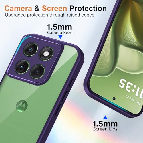 Image of Kapa Hawkeye Clear Slim Tough Back Cover for Motorola G86 Power 5G | Camera Lens Protector Anti Yellow Shockproof Clear Hybrid Case Cover (Purple Sides)