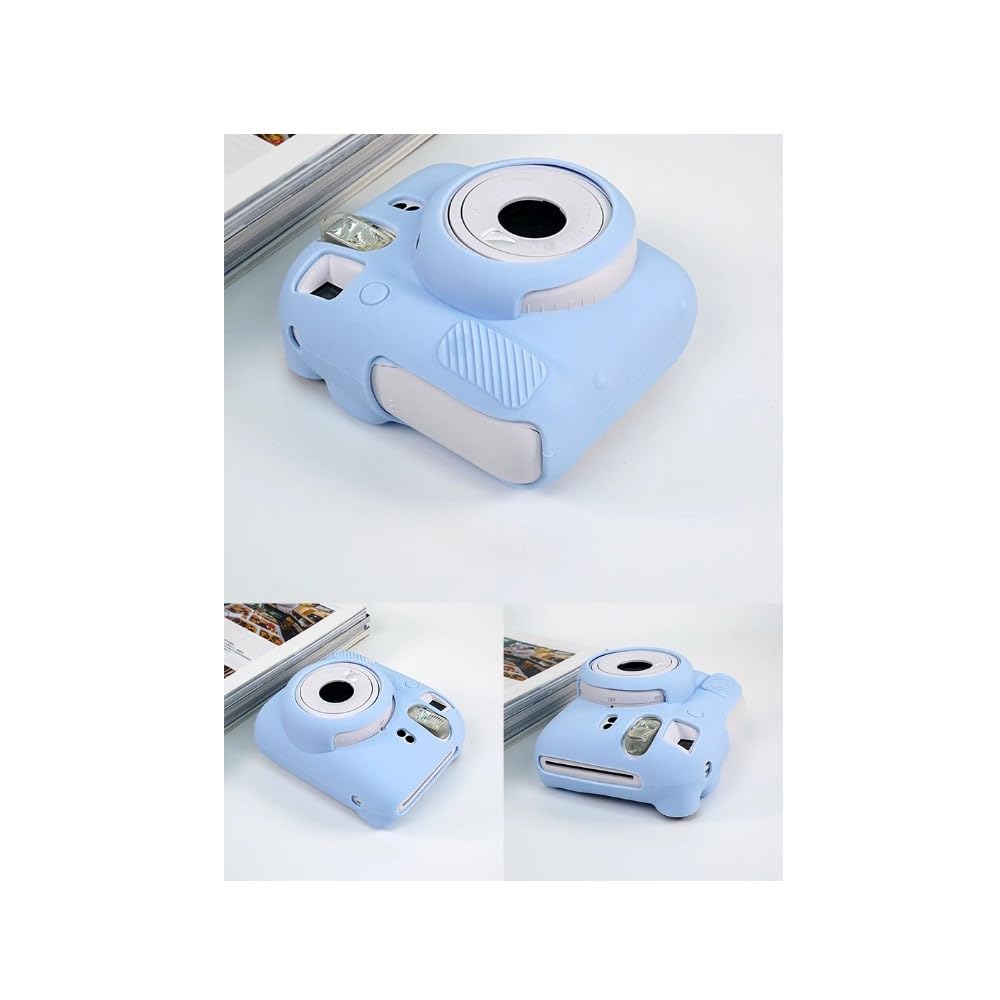 Miękki silikonowy futerał na aparat niebieski gumowy pancerz skórka osłona korpusu ochraniacz do aparatu Fujifilm Instax Mini 12 Instant Film