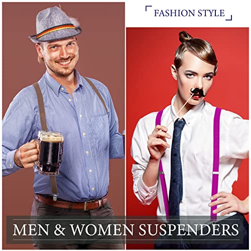 Image of 9 Pieces Y Back Style Unisex Suspenders Adjustable Elastic Suspenders for Men Women Rainbow braces with Clip for Pants