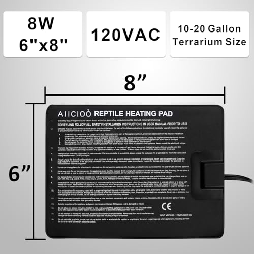 Image of Aiicioo Reptile Heating Pad - Hermit Crab Heater Heat Mat for Reptiles Snake Lizard Terrarium 8 Watt (Pack of 4)