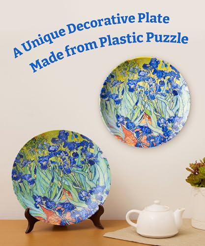 Image of PieceRelax 3D Puzzle Plate 124 Pieces - Van Gogh - Irises - Jigsaw Puzzle for Adults, Decorative Plate with Durable Plastic Pieces, Ideal Gift for Home or Office Decor [PL1005]