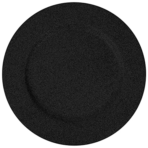 Koyal Wholesale 33 cm große schwarze glitzernde Platzteller für Hochzeiten, Feiertage, Veranstaltungen, Großpackung aus strapazierfähigem Acryl für Essgeschirr, Geschirr, Tischdekoration Cover