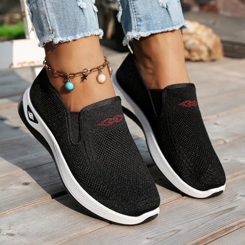 Orthopedic Shoes for Women Wide Width Walking Sneakers Mesh Comfortable Lightweight Slip on Sneakers Women Arch Support,Women's Woven Orthopedic Breathable Soft Shoes Diabetic Nurse Sneaker3