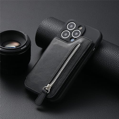 Étui de téléphone avec porte-carte pour éviter les pertes, housse zippée noire en TPU souple