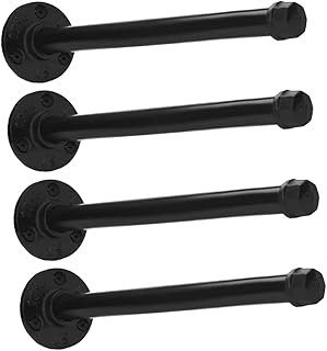 Angoily 4 Sets Bracket Vintage Decor Industrial Pipe Shelf Brackets Wall Mounted Shelf Support Metal Shelving Metal Pipe Shelf Bracket DIY Shelving Brackets Pipe Decor Vintage Pipe Shelves