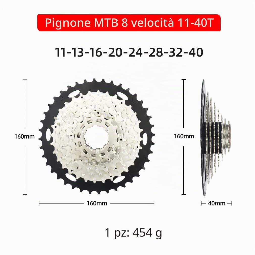 CYSKY Cassetta Pacco pignoni 8v 11-25T/11-28T/11-32T/11-36T/11-40T/11-42T Compatibile con Shimano Sram Sunrace, Adatta per Mountain Bike, Bicicletta da Strada (Peso Leggero)