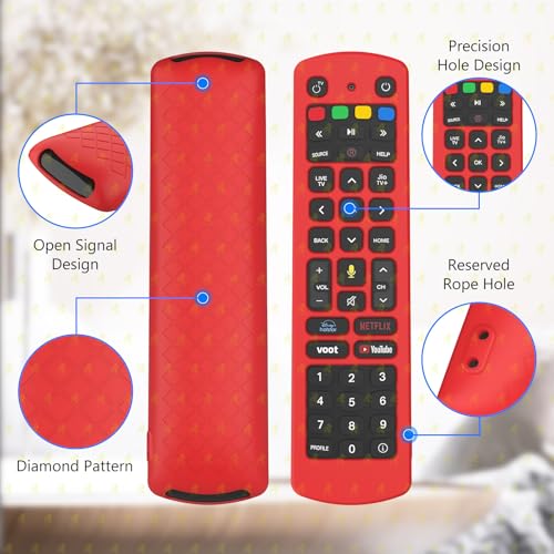 Image of RAYA Silicone Cover Compatible with Jio Tv Set Top Box Remote Protective Case with Lanyard [ Remote NOT Included ] (Red)