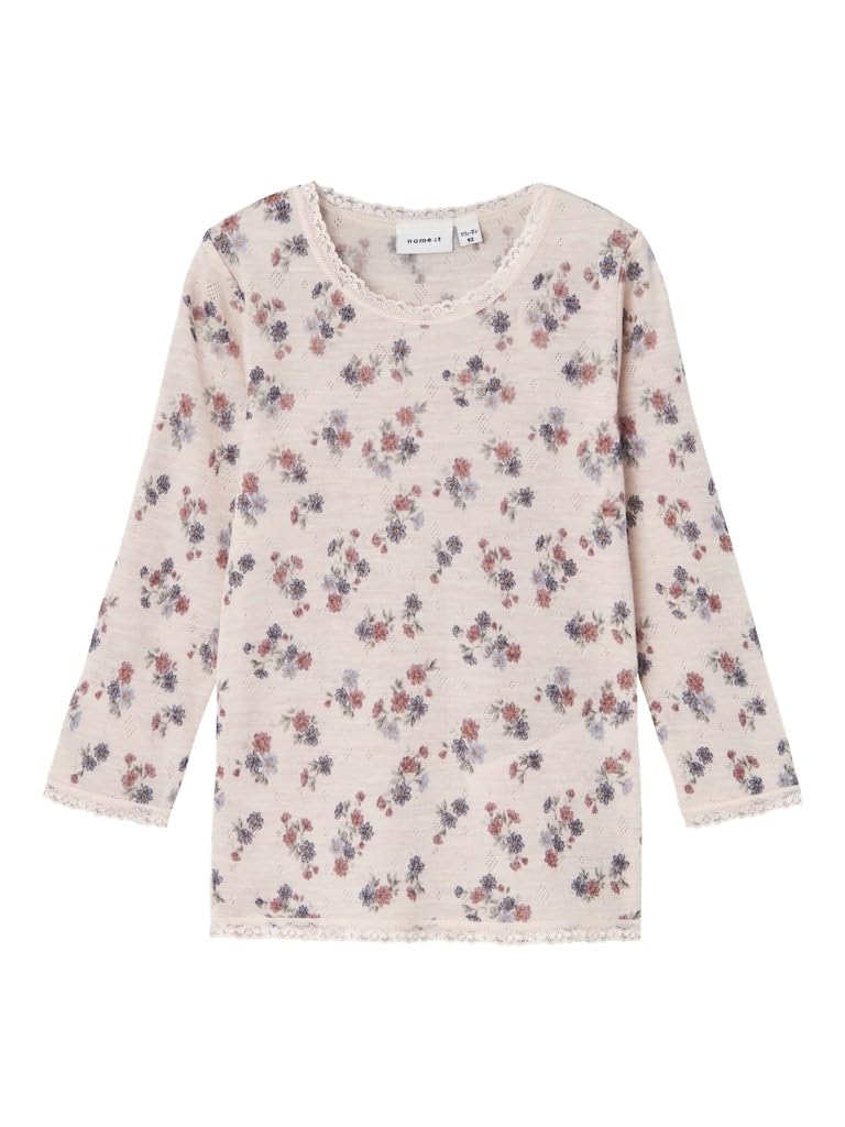 NAME IT Dziewczęca Nmfwang Wool Needle Ls Top Noos koszulka z długim rękawem, biały, 110 cm