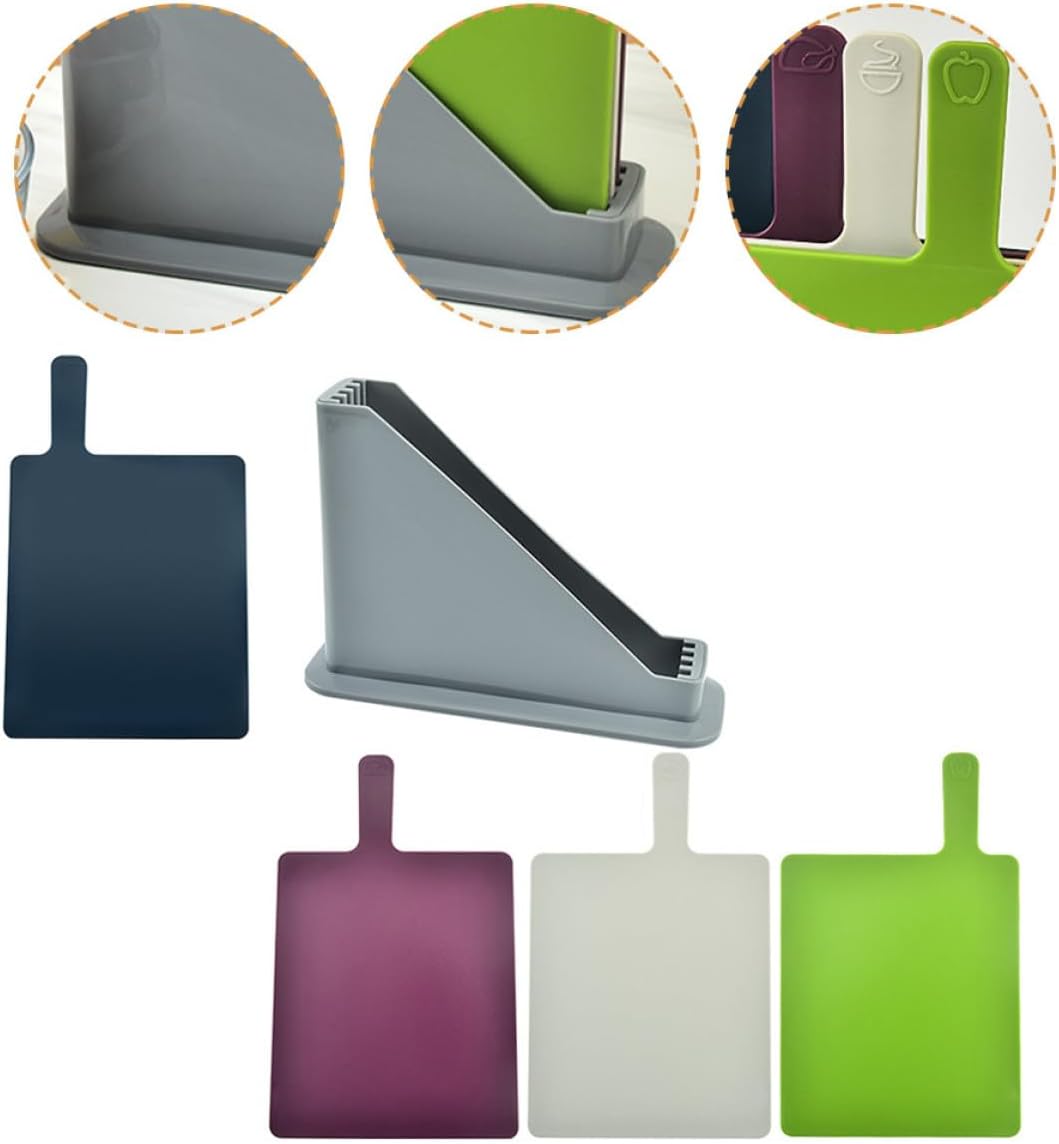 Cabilock Multifunctional Classification Cutting Board Set 4pcs Square Household Kitchen Chopping Boards for Meat Vegetable Fruit Food Preparation