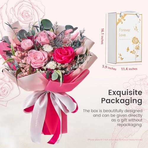 Timeless Hot Pink Preserved Rose Bouquet for Lasting Love – Perfect Flower Gift for Women, Wife, or Mother’s Day Celebrations - Image 3